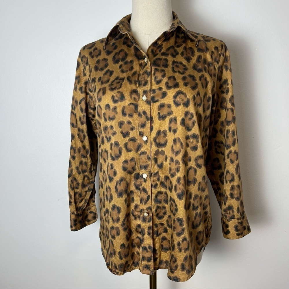 Lauren Ralph Lauren Cotton Animal Print Button Down Urban traveller Blouse - Picture 9 of 10